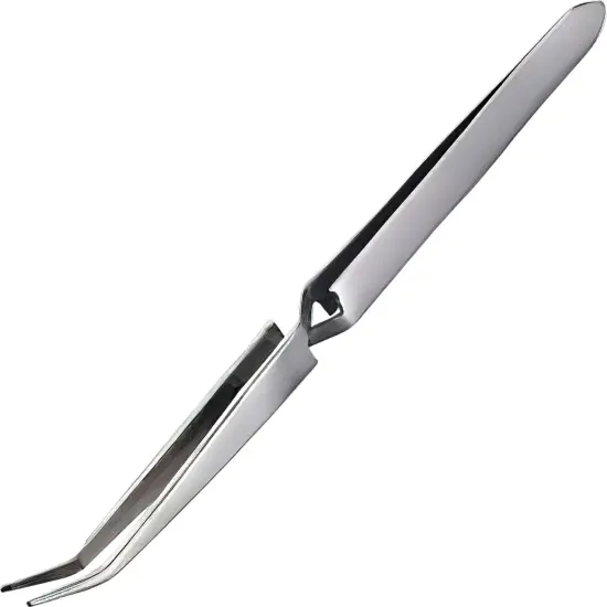 Stainless Steel Cross Bent Jewelers Craft Tweezers with Curved Tips {1}