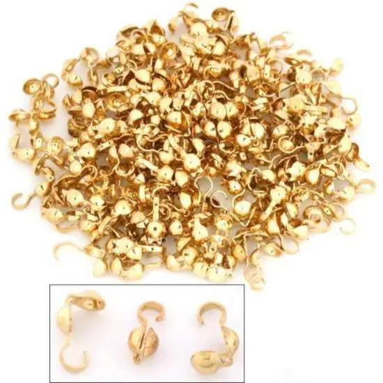 200 Bead Tips Clamshell Gold Plated Bead Stringing Parts {1}