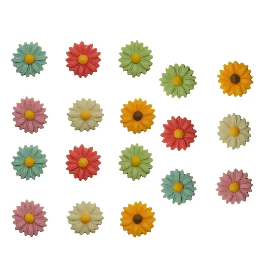 Buttons Galore Flatback Embellishments for Crafts - Fun Flowers - 18 Pieces {4}