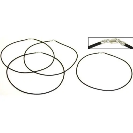 Rubber Cord Necklaces Black 16" 4Pcs {1}