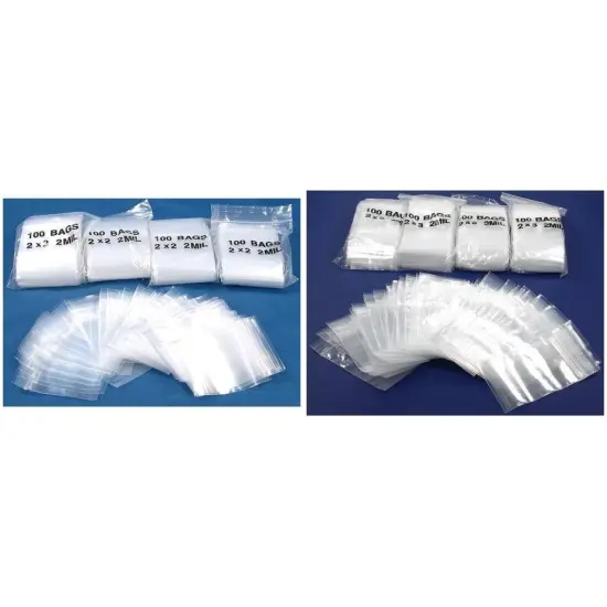 Resealable Reclosable Clear Zipline Plastic Bags 2Mil 2"x2" & 2"x3" Kit 1000 Pcs {1}