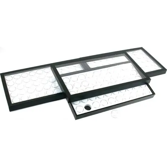 150 Gem Jars White Display Tray Travel Case Acrylic Lid {1}