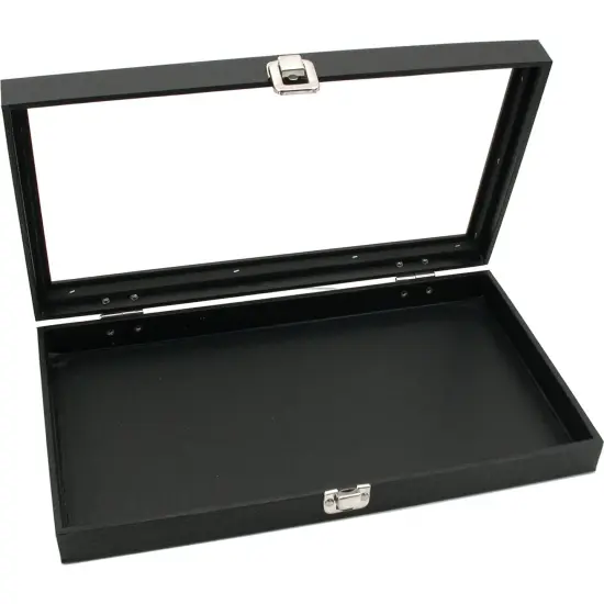 Glass Top Jewelry Display Case Box White 50 Gem Jars {4}