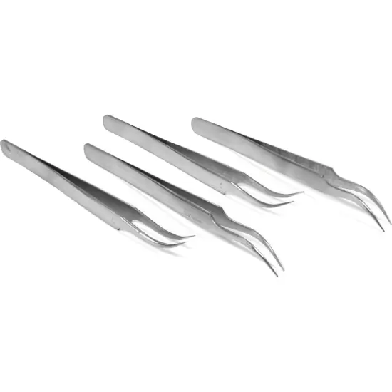 4 Antimagnetic Curved Watch Tweezers Bestfit Tools {1}