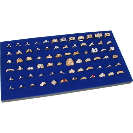 72 Ring Blue Jewelry Box Display Case Magnetic Lid New {5}