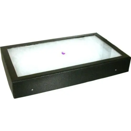 Gem Stone Tray Jewelry Display Case with Glass Lid Showcase Kit 2 Pcs {1}