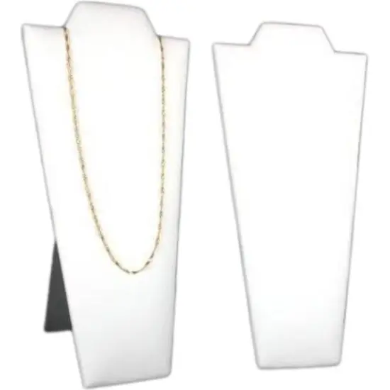2 Necklace Pendant Displays Busts White Leather Easel {1}