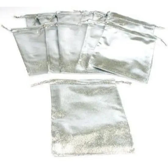 24 Pouches Silver Gift Bag Drawstring Jewelry 5" New {2}