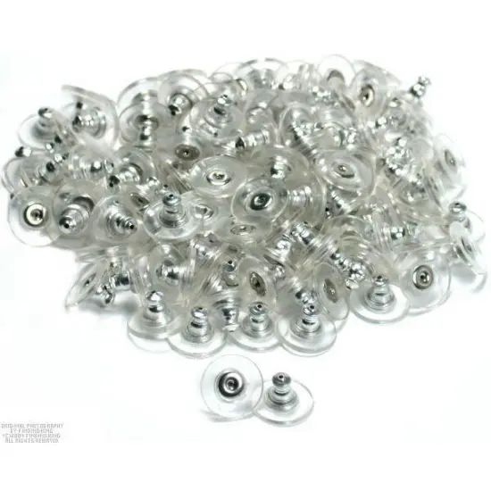 Silver Tone - Safety Earring Backs - Ear Nut with Comfort Pad - Hypoallergenic (144) {1}