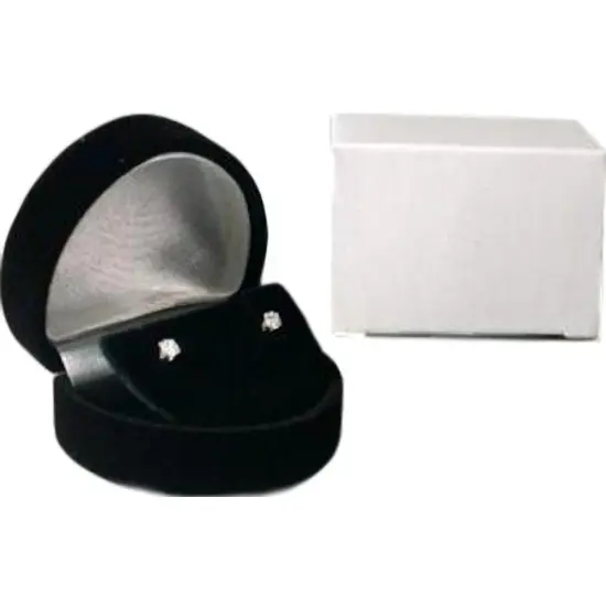 2 Heart Earring Gift Boxes Black Showcase Display {2}