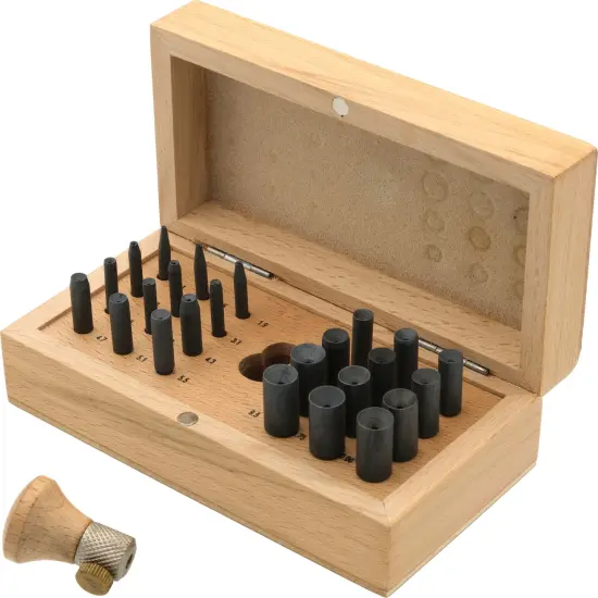 Set of 24 Bezel Setting Punches in Wooden Box {1}
