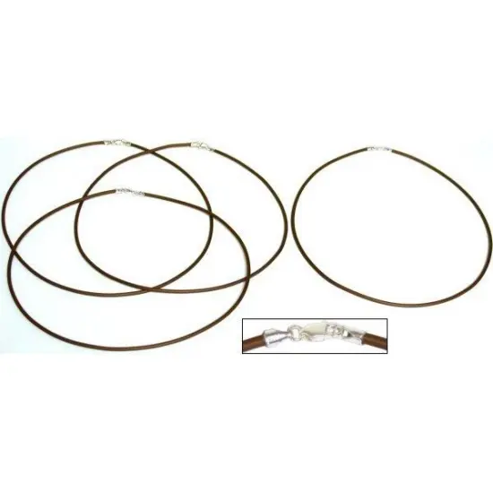 Rubber Cord Necklaces Brown 16" 4Pcs {1}
