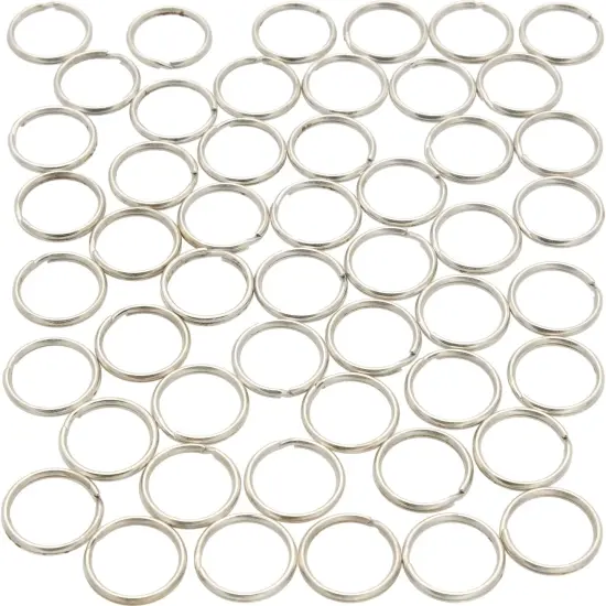 Nickel Plated Key Chain Ball Chain & Metal Split Rings Findings Kit 100 Pcs {2}