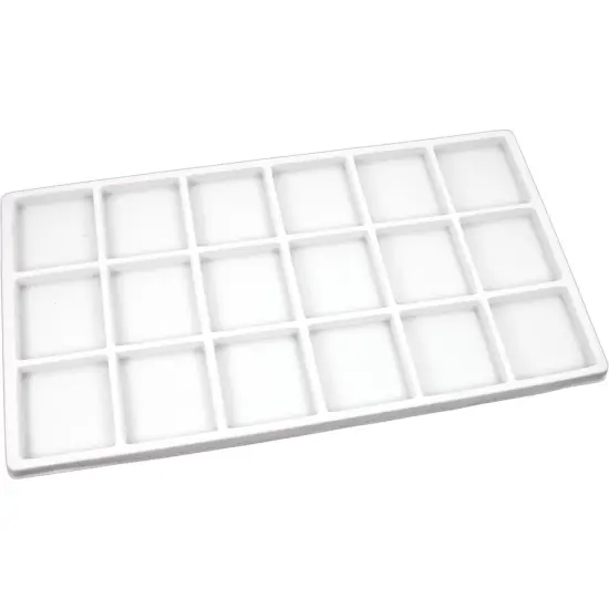Glass Top Display Case Box 18 Slot White Tray Insert New {4}