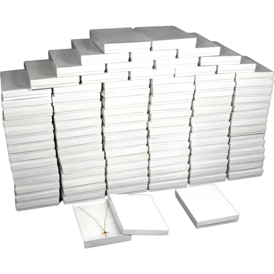 100 Cotton White Necklace Pendant Jewelry Gift Boxes 7 1/8" {1}