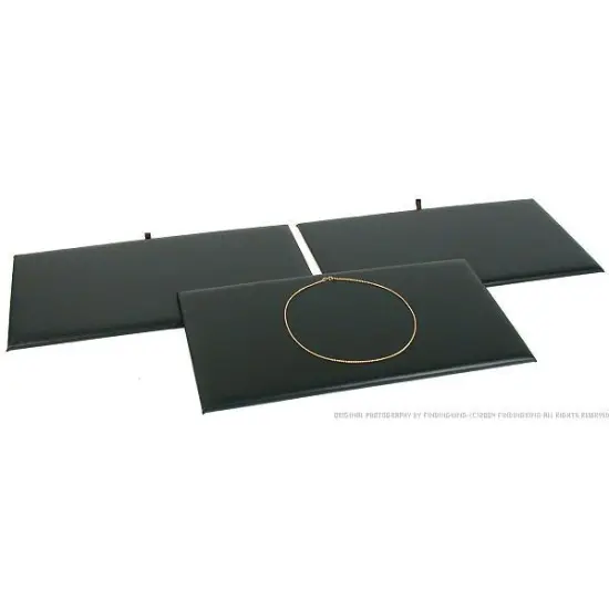3 Black Leather Jewelry Chain Display Pad Showcase Tray Inserts 14 1/8" {1}