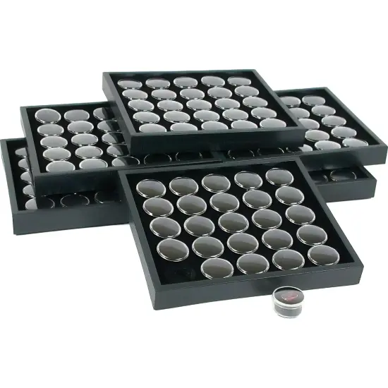 6 25 Black Gem Jars Display & Stackable Tray {1}