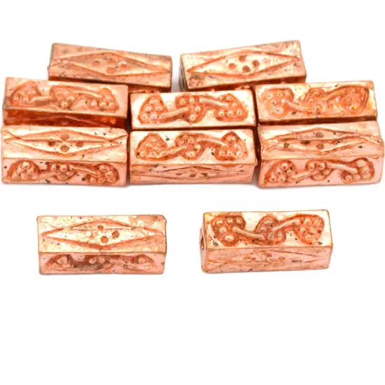 Grapes Rectangle Tube Beads Copper Plt 12.5mm Approx 15 {1}