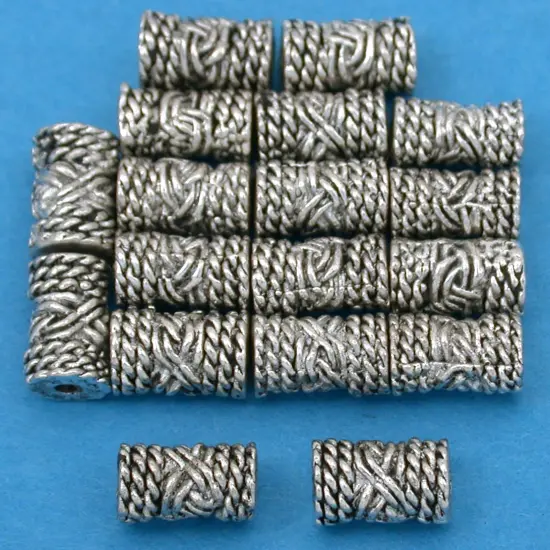 15g Rope Bali Tube Bead Antq Silver Plt 8.5mm Approx 15 {1}