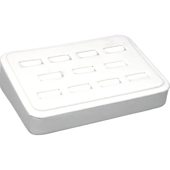 3 White Leather 11 Slot Ring Display Stands Jewelry {2}