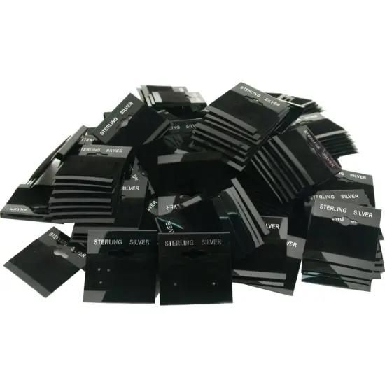 200 Black Earring Cards Pads Sterling Silver Displays 1.5" {1}