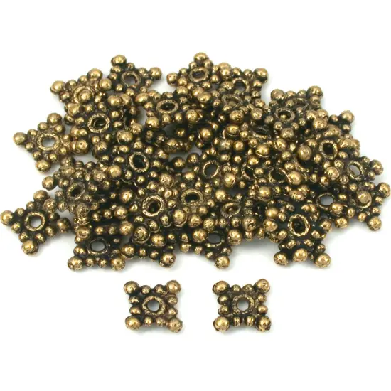 Square Bali Spacer Beads Antique Gold Plt 8mm Approx 50 {1}