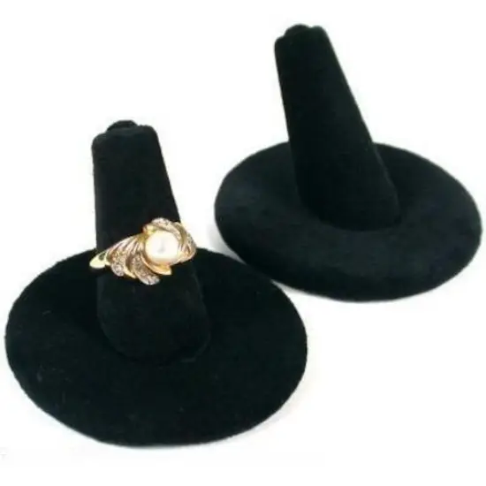 2 Ring Finger Displays Black Velvet Holders Counters {1}