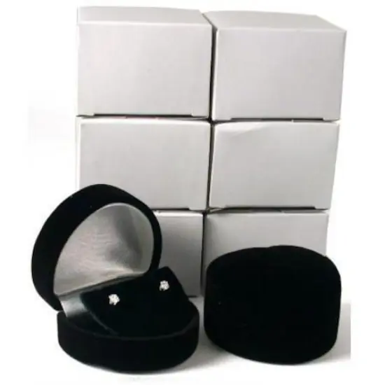 Heart Earring Gift Box Black Flocked Showcase Display {1}