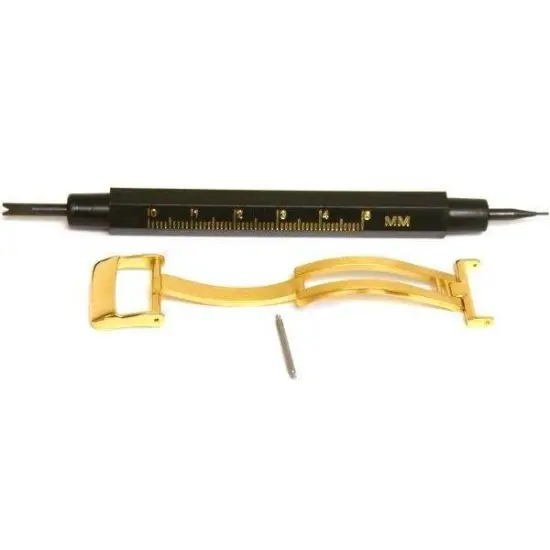 14K Gold Plated Watch Band Deployment Buckle 16mm New {1}