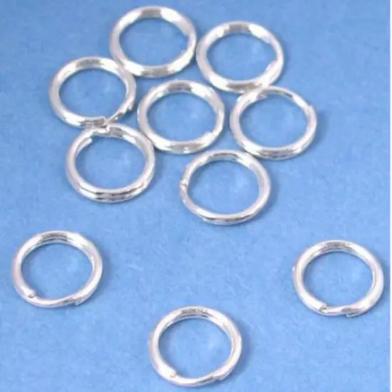10 Round Split Ring Sterling Silver Beading Parts 7mm {1}