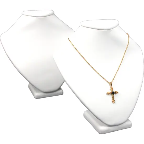 2 White Leather Necklace Busts Jewelry Displays 6.5" {1}