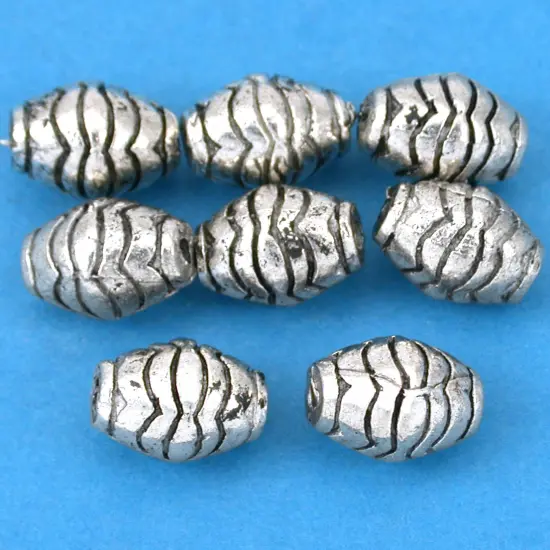15g Bali Barrel Beads Antq Silver Plated 10mm Approx 8 {1}