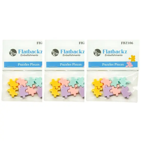 Buttons Galore Flatback Embellishments for Crafts - Puzzle Pieces - 15 Pieces {4}