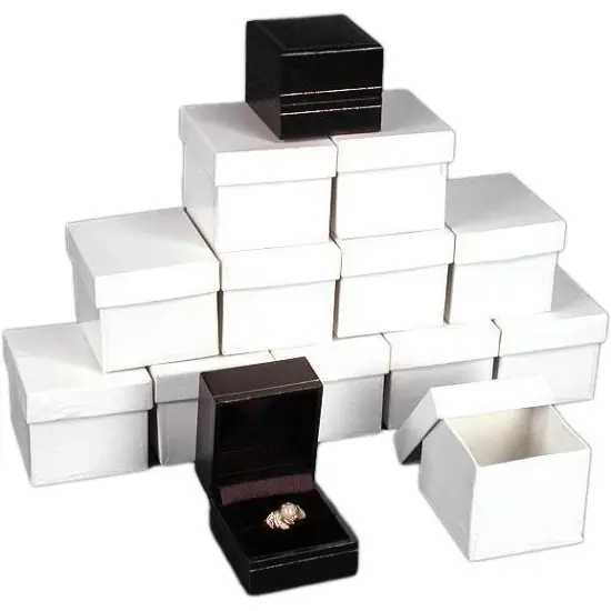 12 Ring Gift Boxes Black Leather Jewelry Case Display {1}