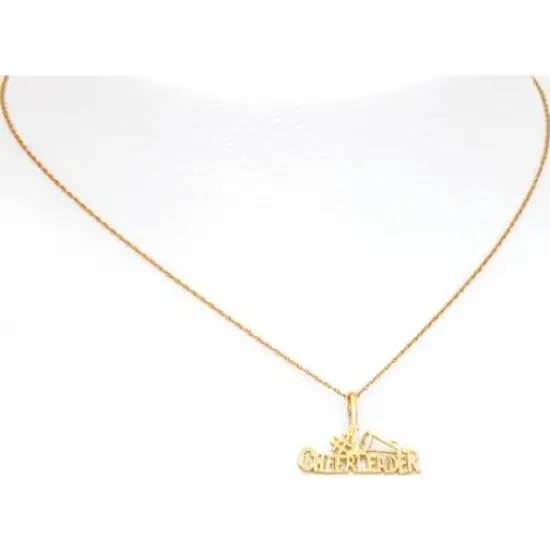 14K Gold #1 Cheerleader Charm Sports 18" Chain Jewelry {2}