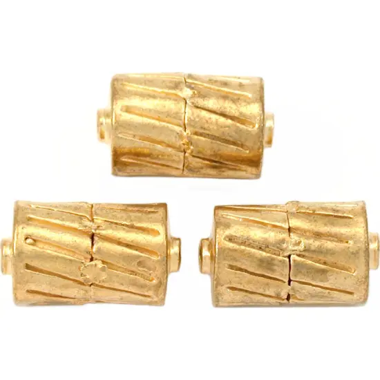 16g Bali Barrel Beads Gold Plate Tube 17mm Approx 3 {1}