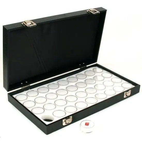 36 Gem Jars White Display Tray Gemstone Travel Case {1}