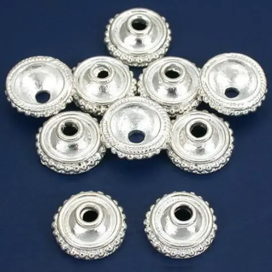 Dot Bali Bead Caps Silver Plated Beading 13mm Approx 10 {1}