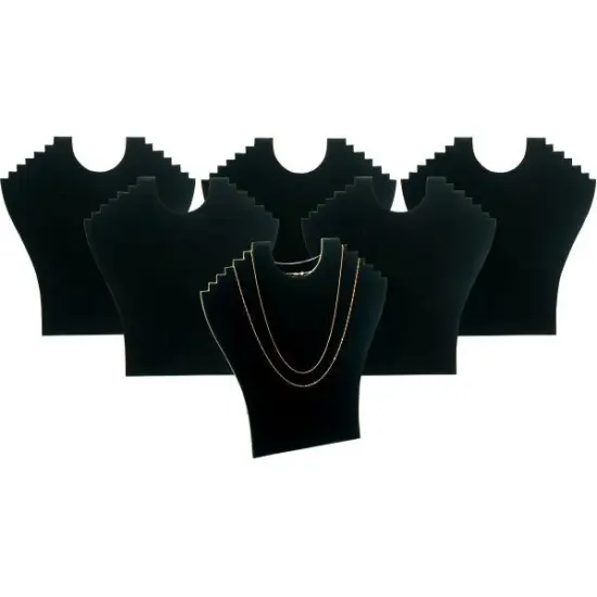6 6 Tier Black Flocked Cardboard Necklace Chain Display Bust Easels {1}