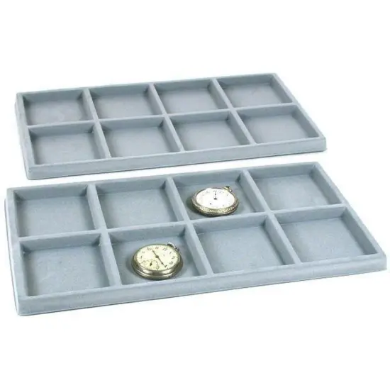16 Slot Pocket Watch Jewelry Gray Display Showcase Tray {1}