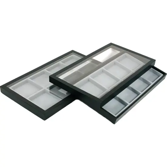 16 Slot Pocket Watch Jewelry Display Tray Acrylic Lid {1}