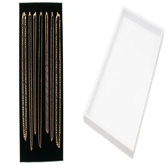 White Plastic Stackable Jewelry Display Tray w/ Black 7-Hook Velvet Display {1}