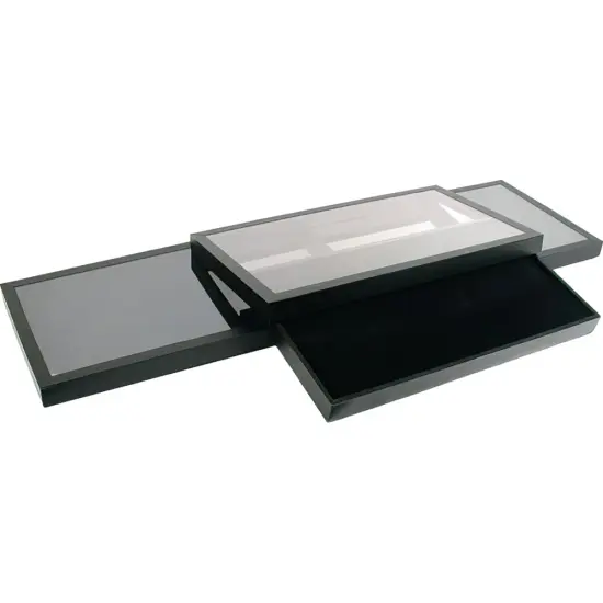 3 72 Slot Black Ring Display & Acrylic Lid Tray {1}