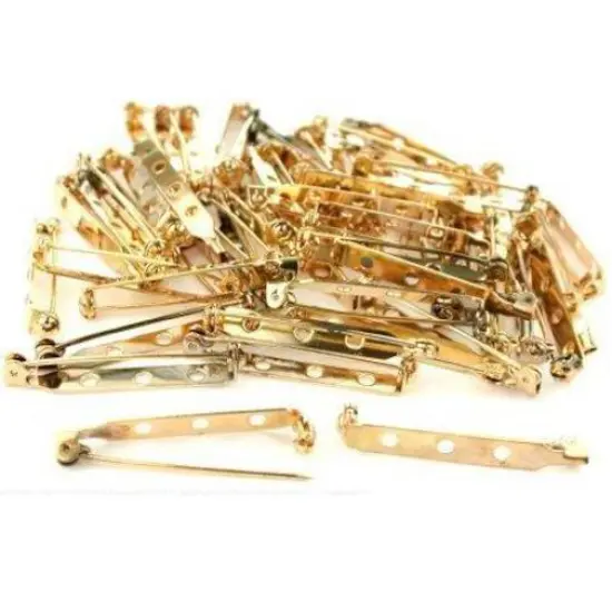 60 Bar Pin Backs Broach Hat Badge Jewelry Safety Parts {1}