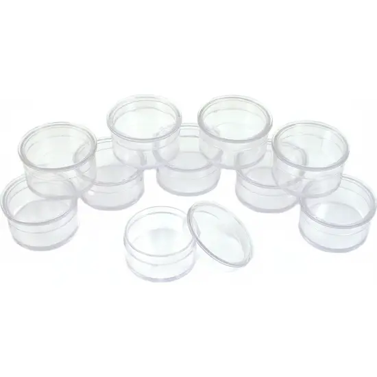 10 Round Plastic Organizer Container Storage Jars for Beads & Gems 1 1/4" {1}