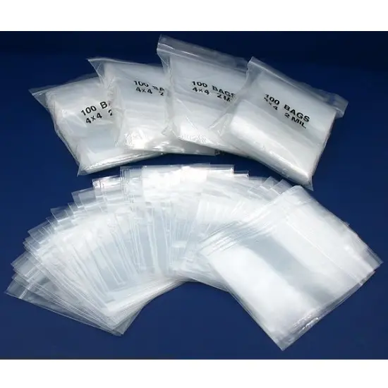 500 Zipper Poly Bag Resealable Plastic Baggies 4" x 4" {1}