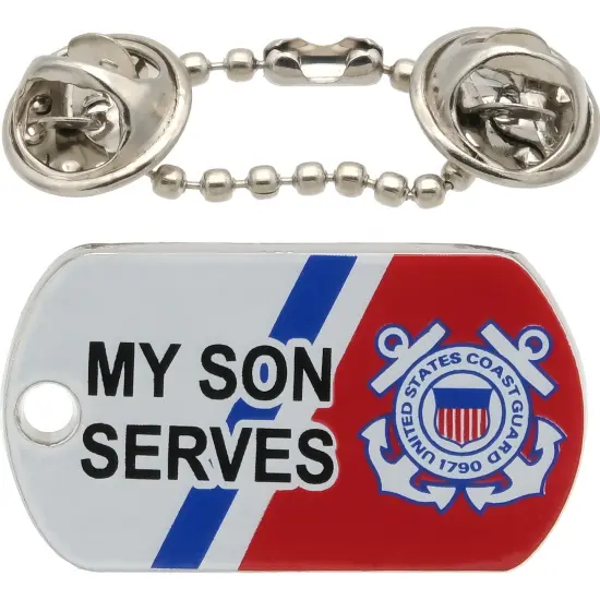 My Daughter Serves United States Coast Guard Logo Dog Tag Pin 7/8" {1}