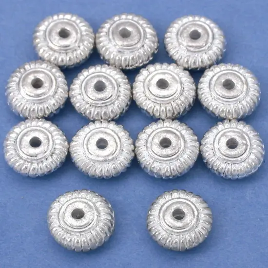 Bali Saucer Bead Silver Plated Spacer 9mm 15g Approx 12 {1}