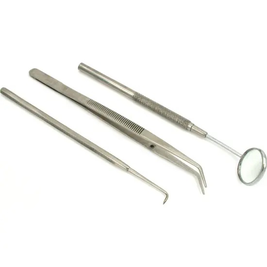 3 Pick Inspection Mirror Bent Nose Tweezers Tool {1}