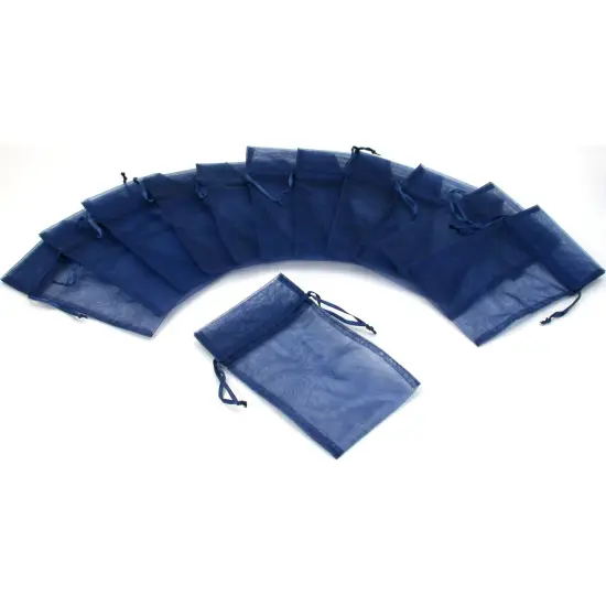 48 Jewelry Organza Drawstring Gift Bag Navy Blue 4x5" {2}